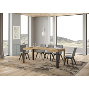 Mesa extensible 70x110/194 cm Linea Roble Natural estructura Antracita