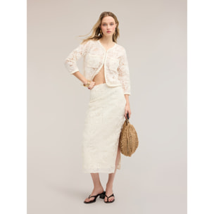 Motivi - Giacca chanel corta in tulle con ricamo - Bianco