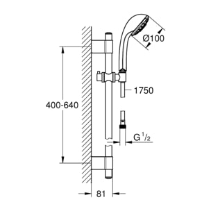 Barre de douche 60cm avec douchette Relexa 5 jets