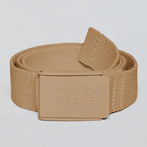 Cinturón Brahim camel canvas con hebilla logotipada