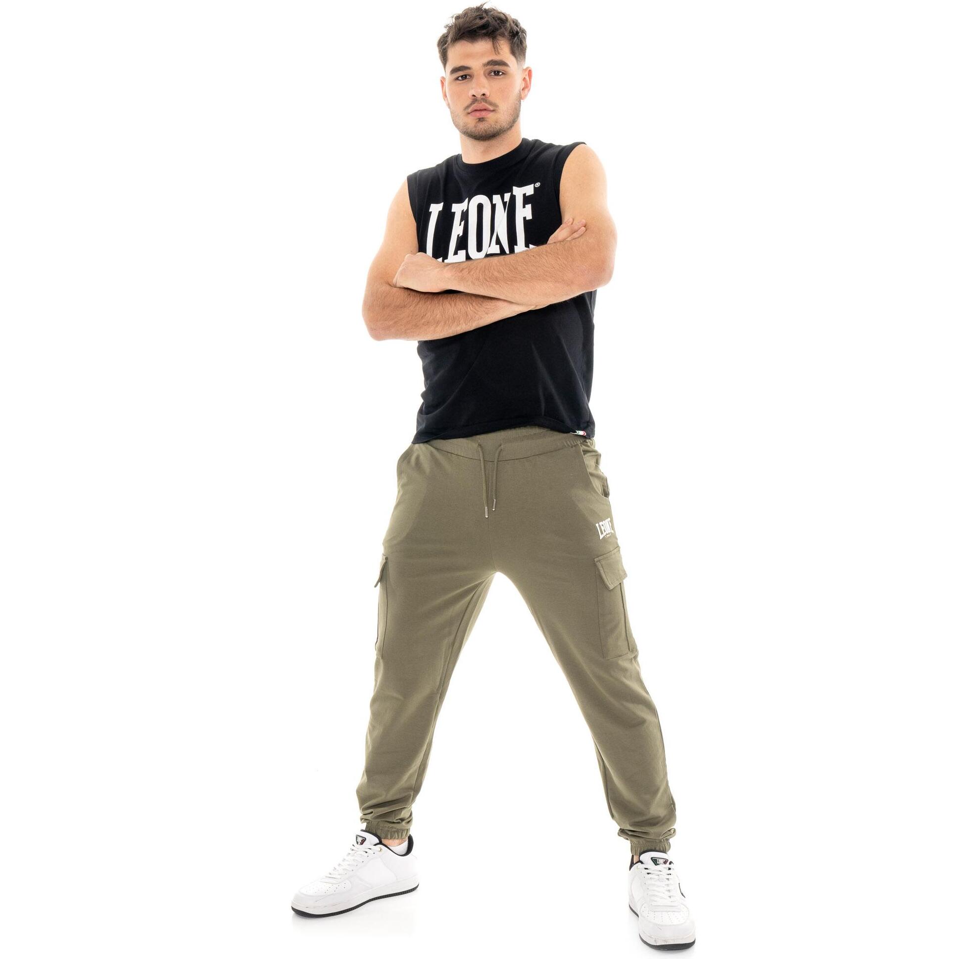 Pantalones cargo básicos de felpa sin cepillar para hombre de Leone