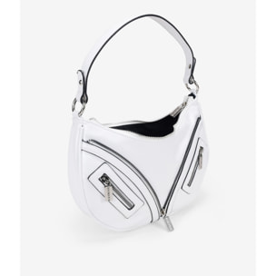 Bolso de hombro blanco con cremalleras