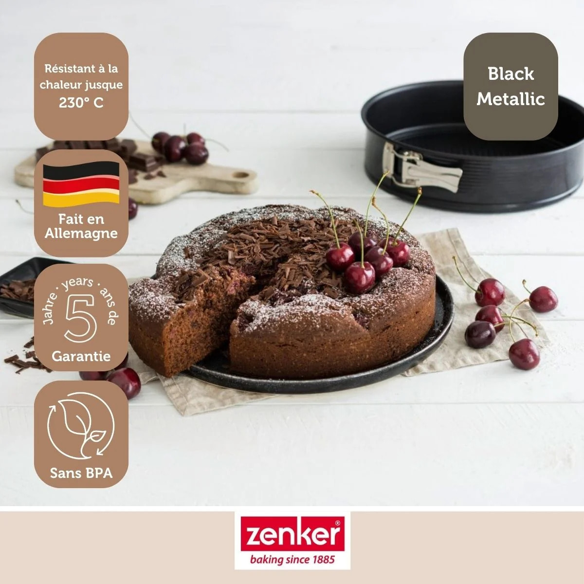 Moule à manqué à charnière avec fond à savarin 18 cm Zenker Black Metallic