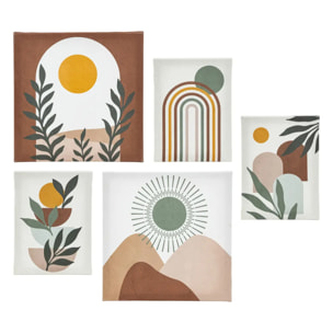 Lot de 5 toiles imprimées Cynthia beige 15x20/25x25cm