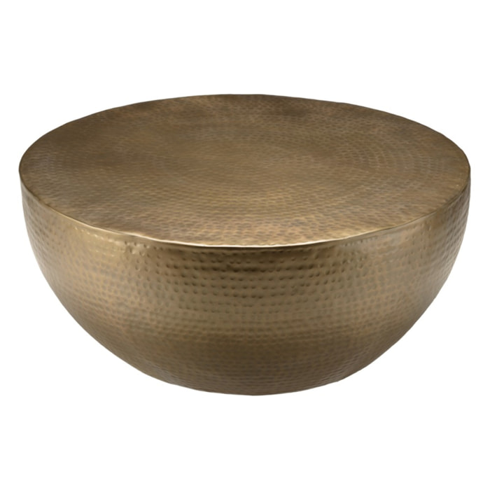 JOHAN - Table basse coque ronde 90x90cm en aluminium doré antique