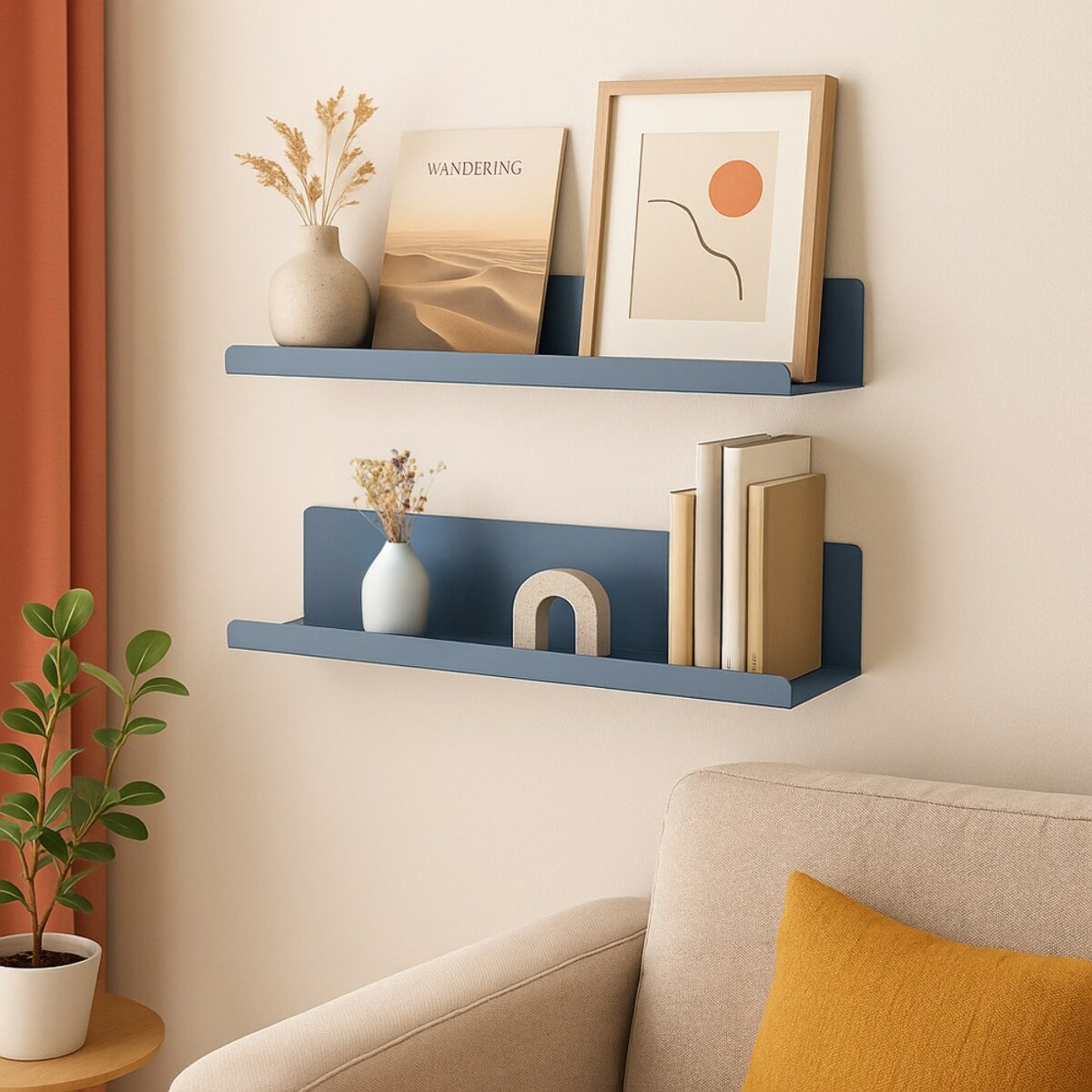 Mensola da parete in acciaio 40x13x12 cm blu ceruleo - Pop