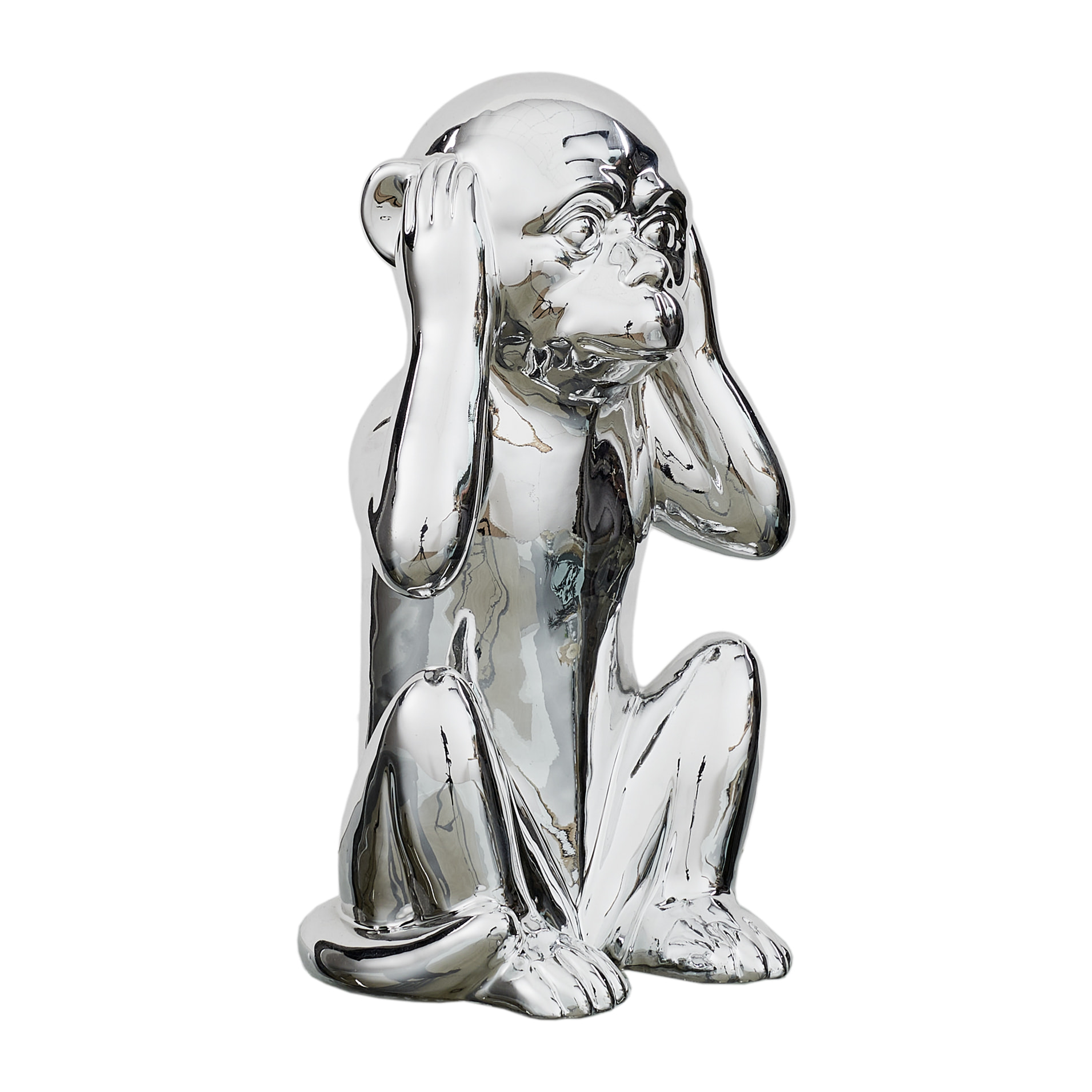 Statue Singe Argente H30cm
