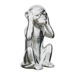 Statue Singe Argente H30cm
