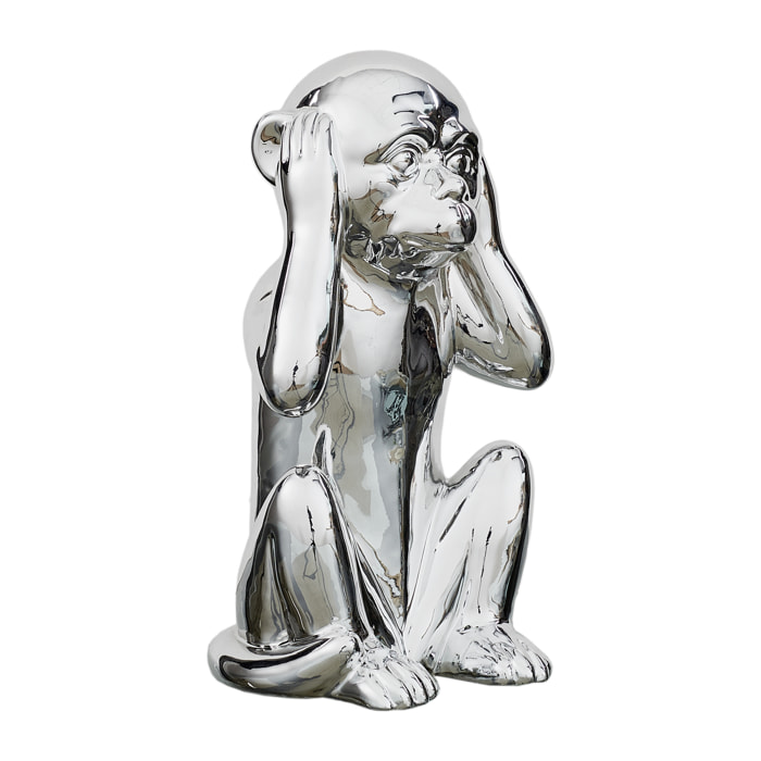 Statue Singe Argente H30cm