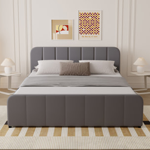 KANSAS Lit avec coffre de rangement 140x190cm en velours gris
