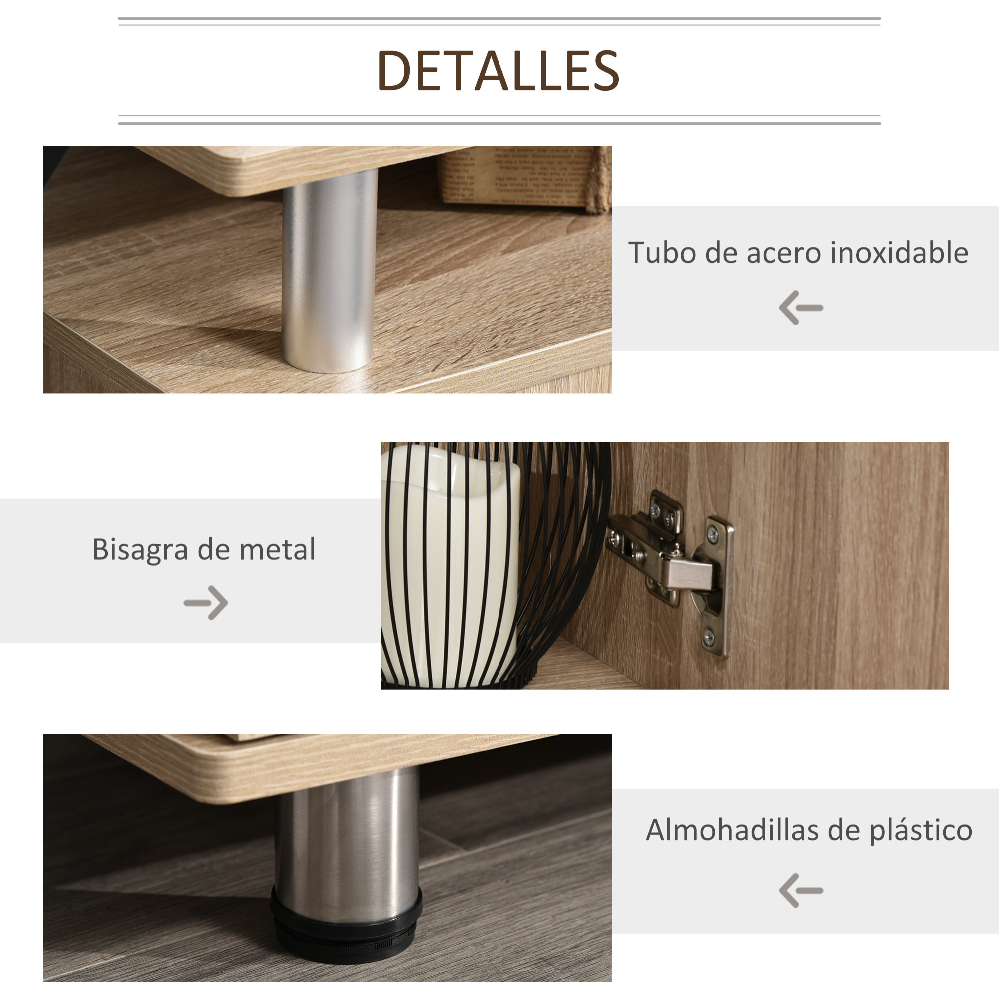 Soporte de TV con Estantes Puertas de 120x39,5x52cm Roble