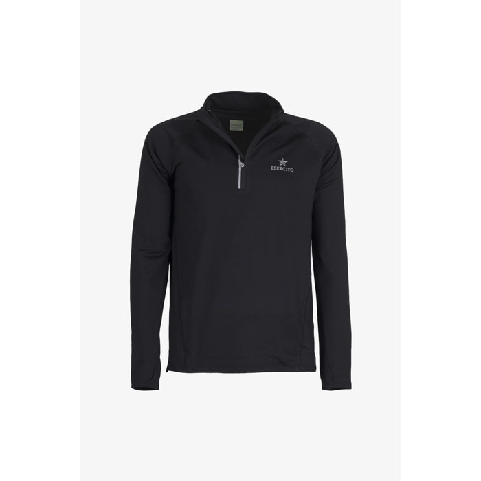 Felpa Esercito a maniche lunghe con zip sport nera uomo