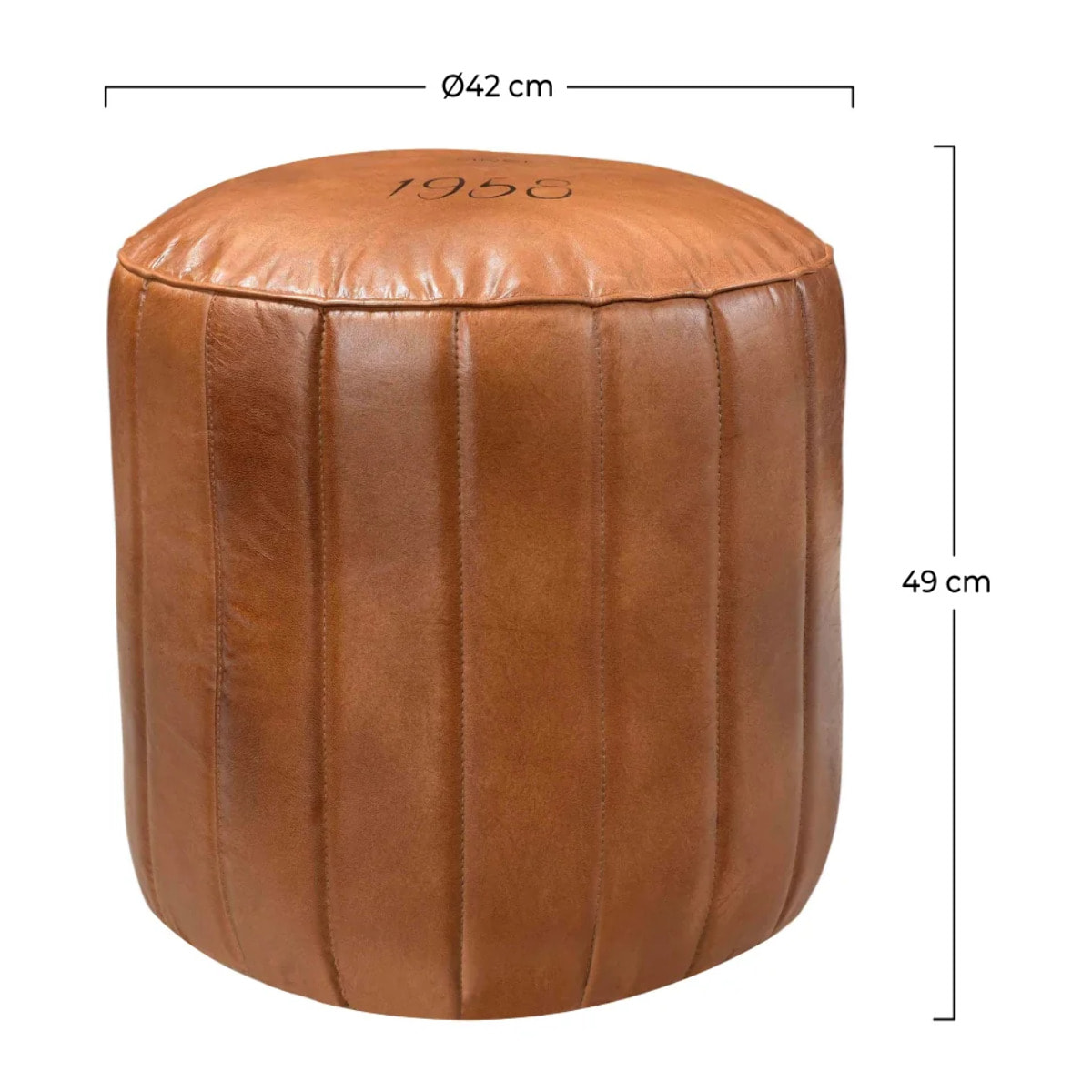 Pouf rond en cuir marron D42 cm - Bally
