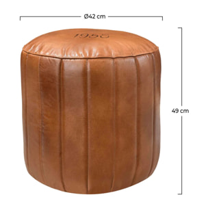 Pouf rond en cuir marron D42 cm - Bally