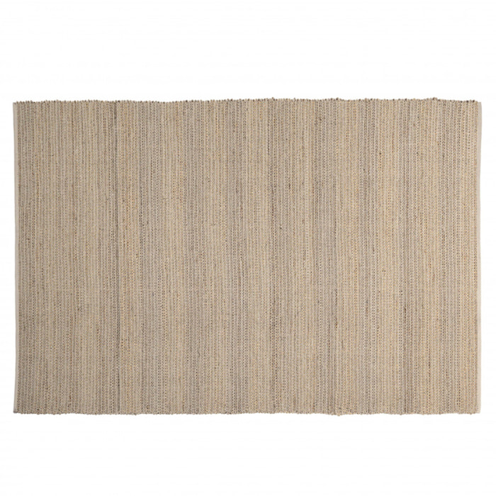 QUENTIN - Tapis rect. 160x230cm jute et coton couleur sable/ivoire/noir