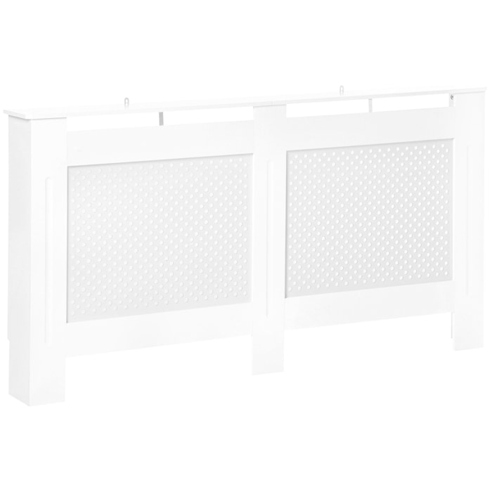 Cubre Radiadores, 151,5x19x82 cm, Cubierta para Radiador Moderna de MDF, con Estante Superior y Listones, para Salón, Dormitorio, Pasillo, Blanco