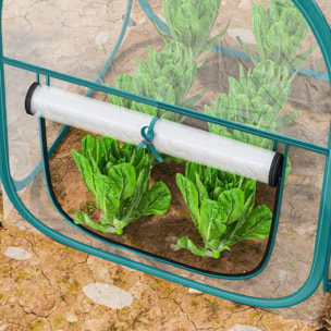 Mini serre de jardin pop up avec sac de transport - porte zippée enroulable - dim. 70 x 70 x 80 cm - PVC transparent vert