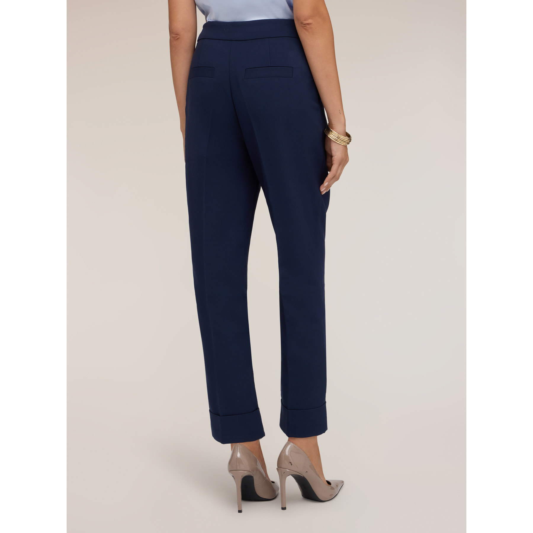 Motivi - Pantaloni con risvolto in crêpe - Blu