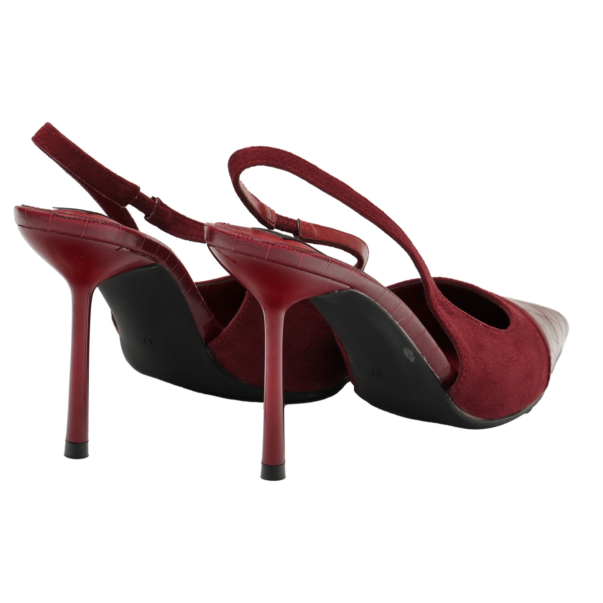 Decolletè in simil-pelle scamosciata con punta pitonata