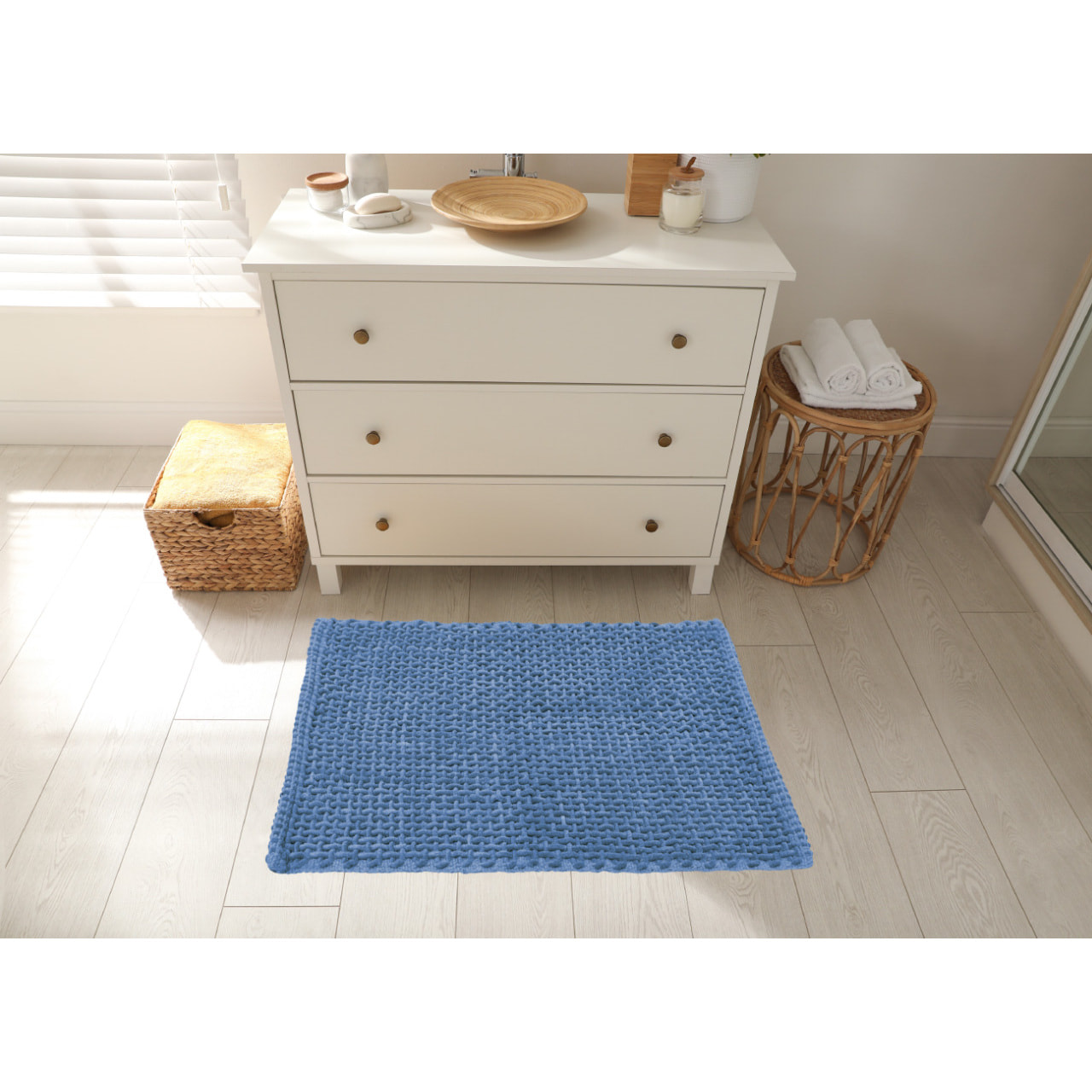 Tappeto Bagno Doccia Antiscivolo Super Assorbente Modello Osaka Azzurro