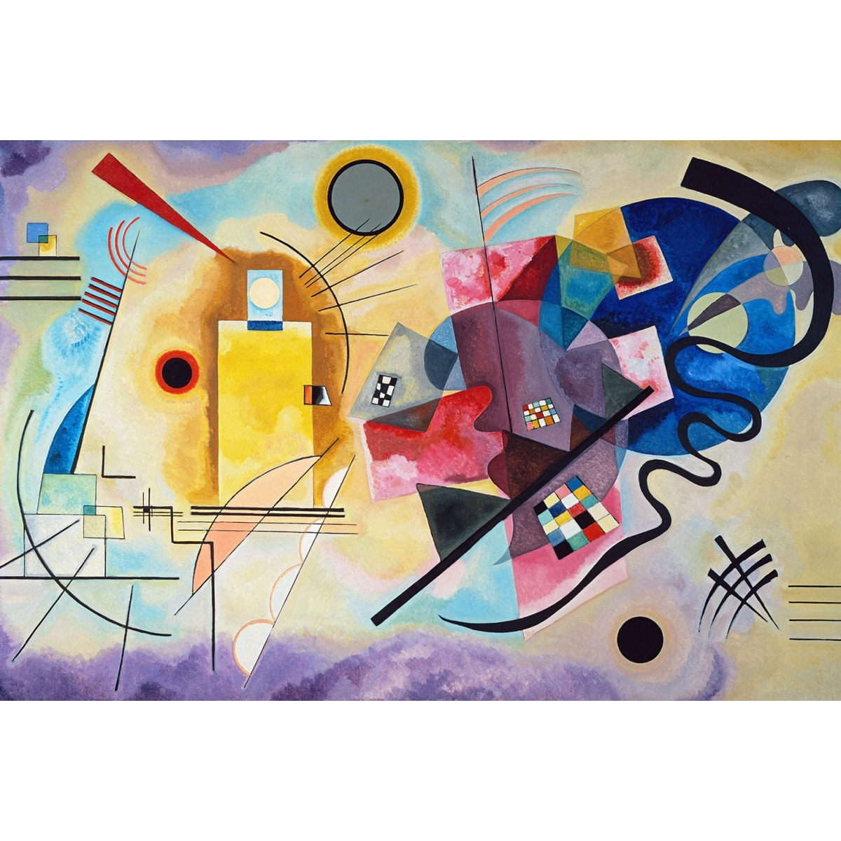 Tableau célèbre Kandinsky Jaune, Rouge, Bleu Toile imprimée