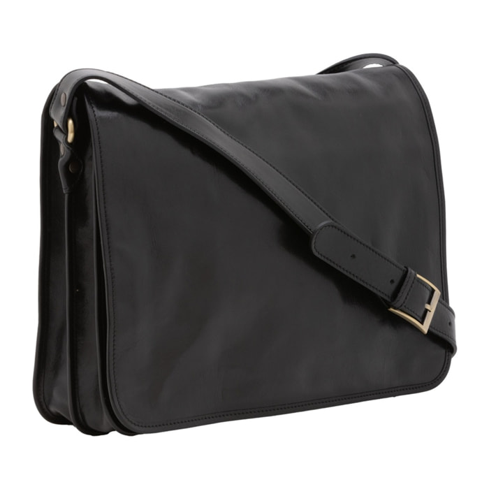 Borsa a tracolla uomo in vera pelle - Modello False - Made in Italy - 30.0 x 38.0 x 12.0 cm