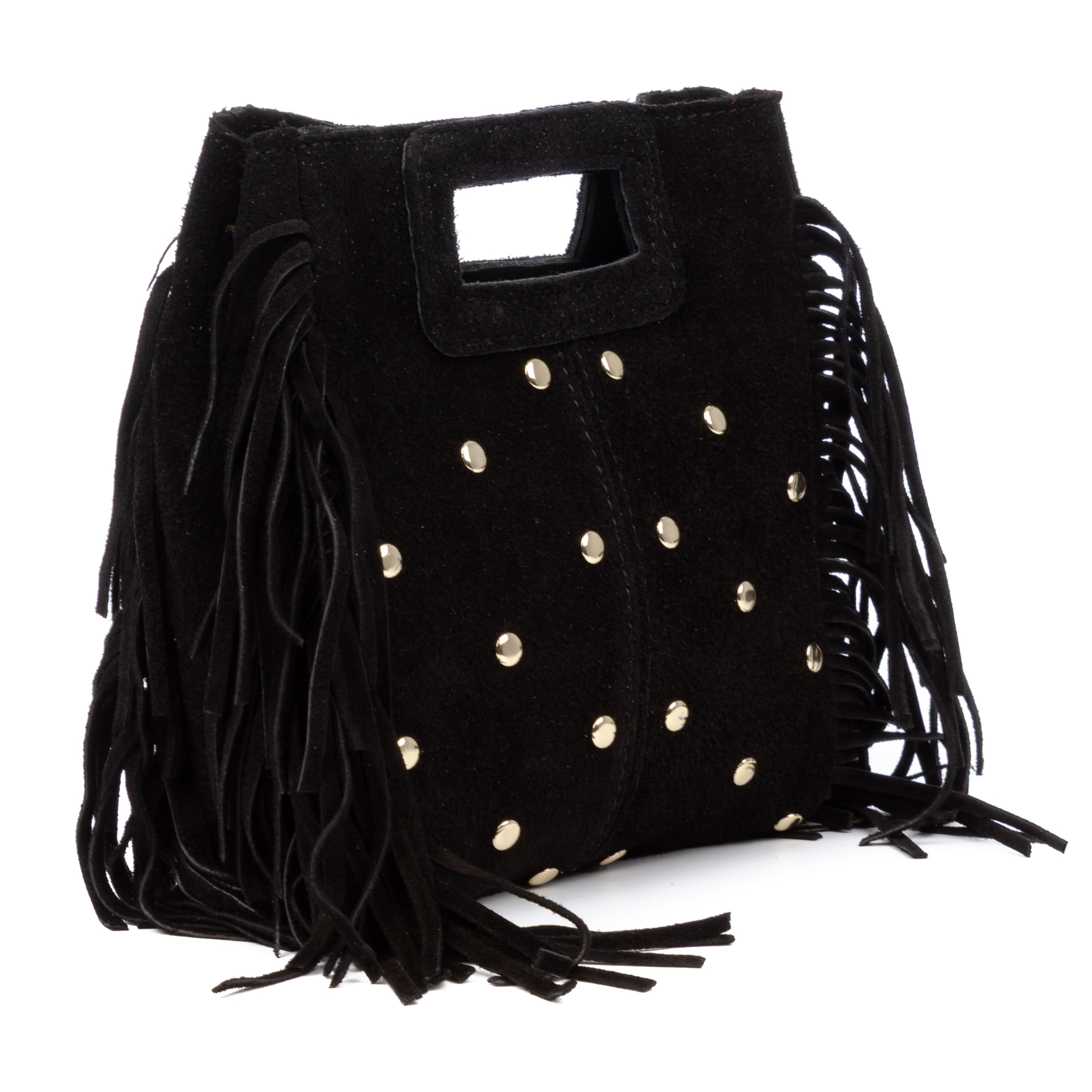 Barbata borsa a tracolla donna. Pelle scamosciata autentica con borchie decorative.