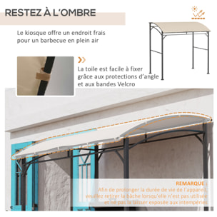 Abri pour barbecue 10 crochets latéraux à ustensiles métal polyester beige