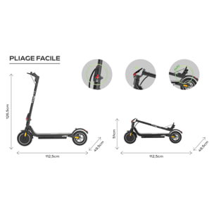 Trottinette électrique 85 - 25 km/h, 20 km d'autonomie, batterie 21,6V 7,8Ah, frein à disque, suspensions confort