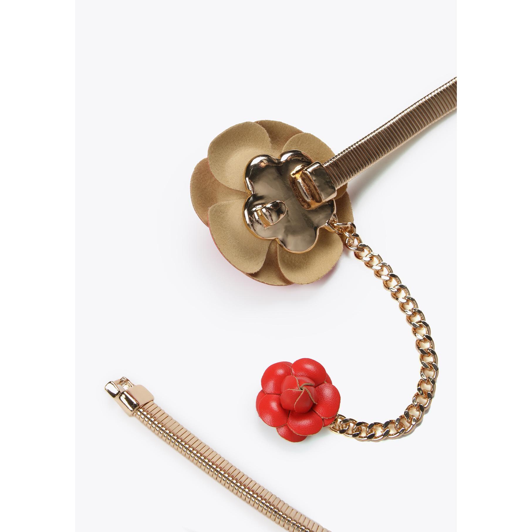 Cintura elasticizzata metallo fiori effetto pelle