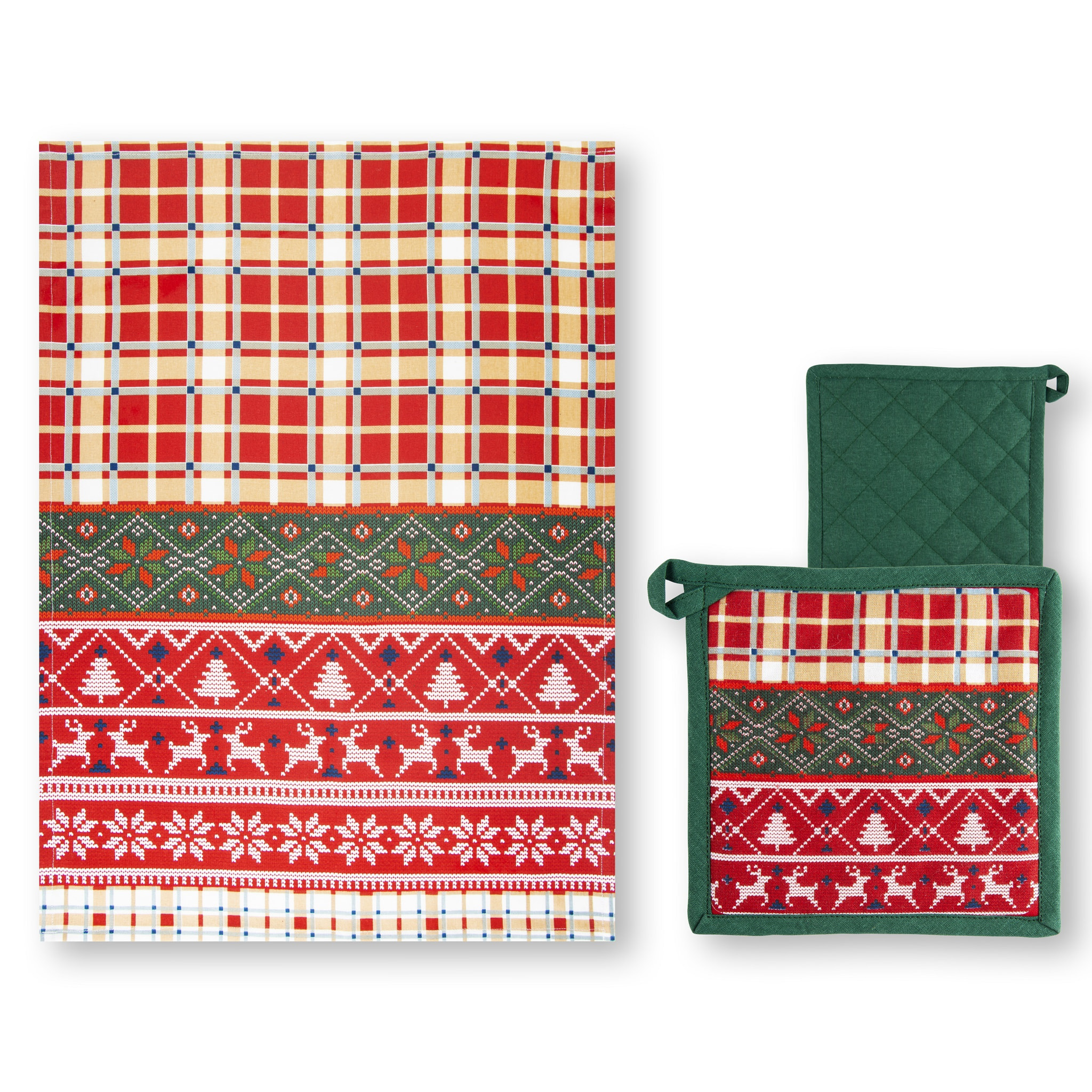 Set torchon avec manique Excelsa – Fall Winter, Coton Rouge