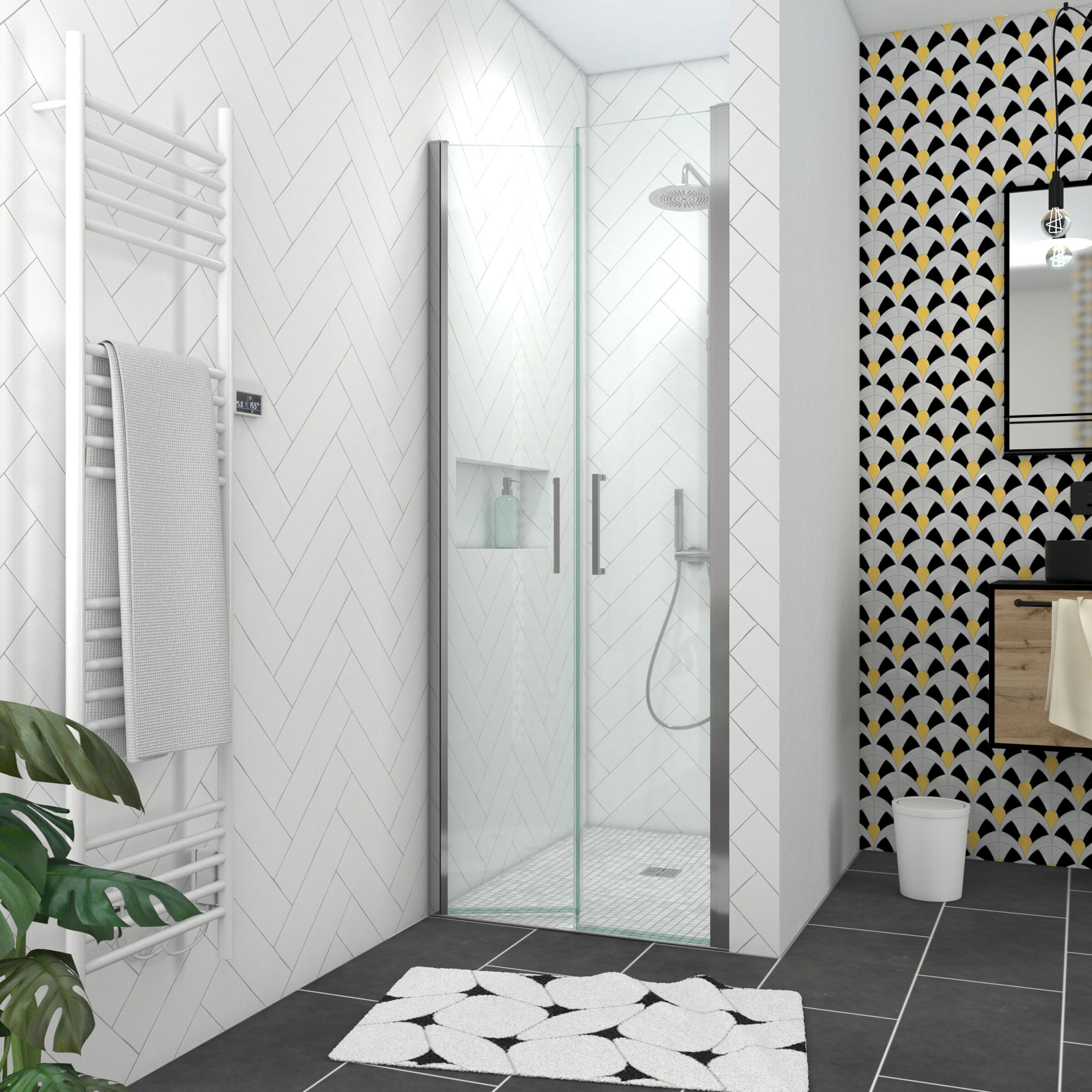 Pack Paroi de douche 90x200 cm + RECEVEUR DE DOUCHE A CARRELER 90x140 RECOUPABLE