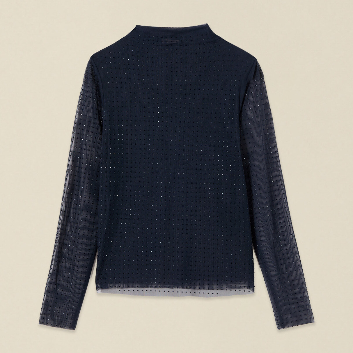 Oltre - T-shirt in tulle con cristalli - Blu