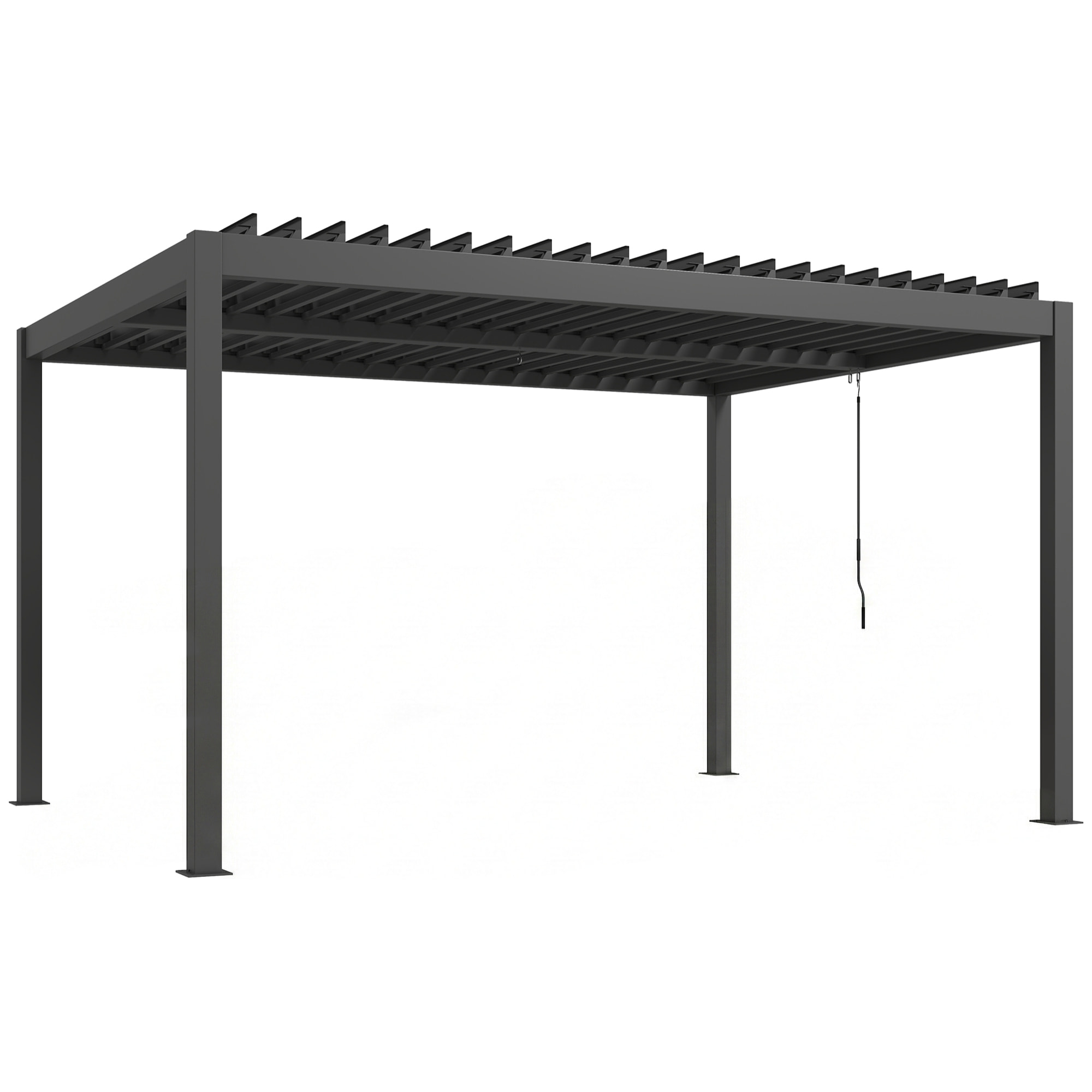 Pergola bioclimatique lames orientables aluminium gris foncé