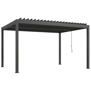 Pergola bioclimatique lames orientables aluminium gris foncé