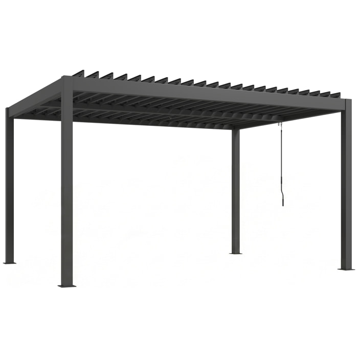 Pergola bioclimatique lames orientables aluminium gris foncé