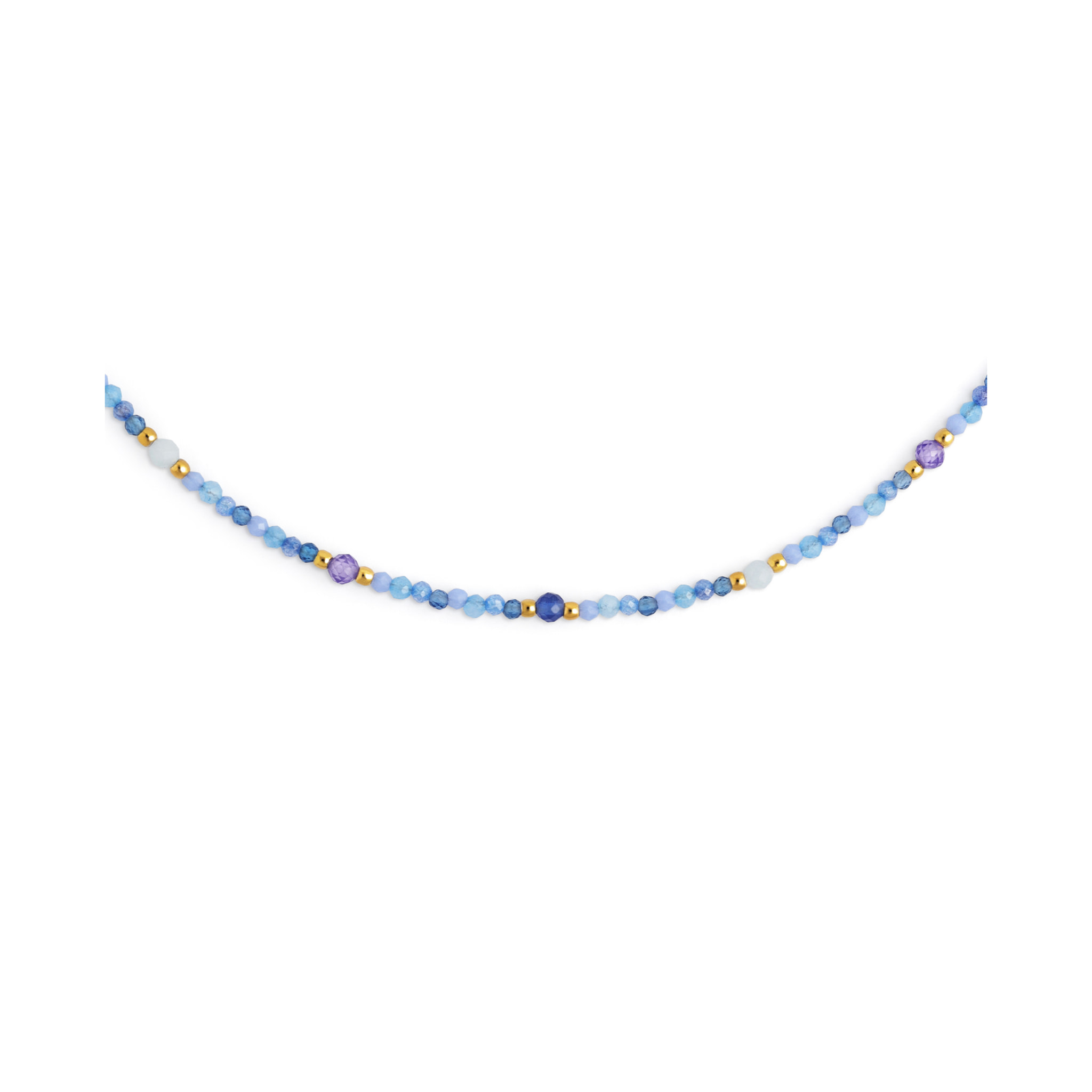 Collar Glam Azul Acero Baño Oro