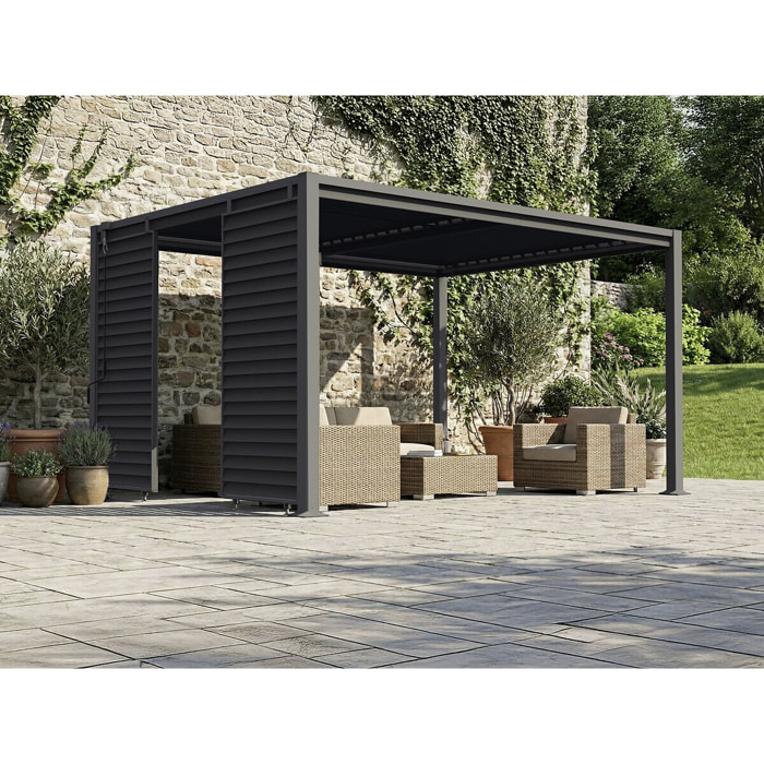 Persienne pour pergola bioclimatique en acier galvanisé "Clifford" - 92 x 4 x 208 cm - Gris