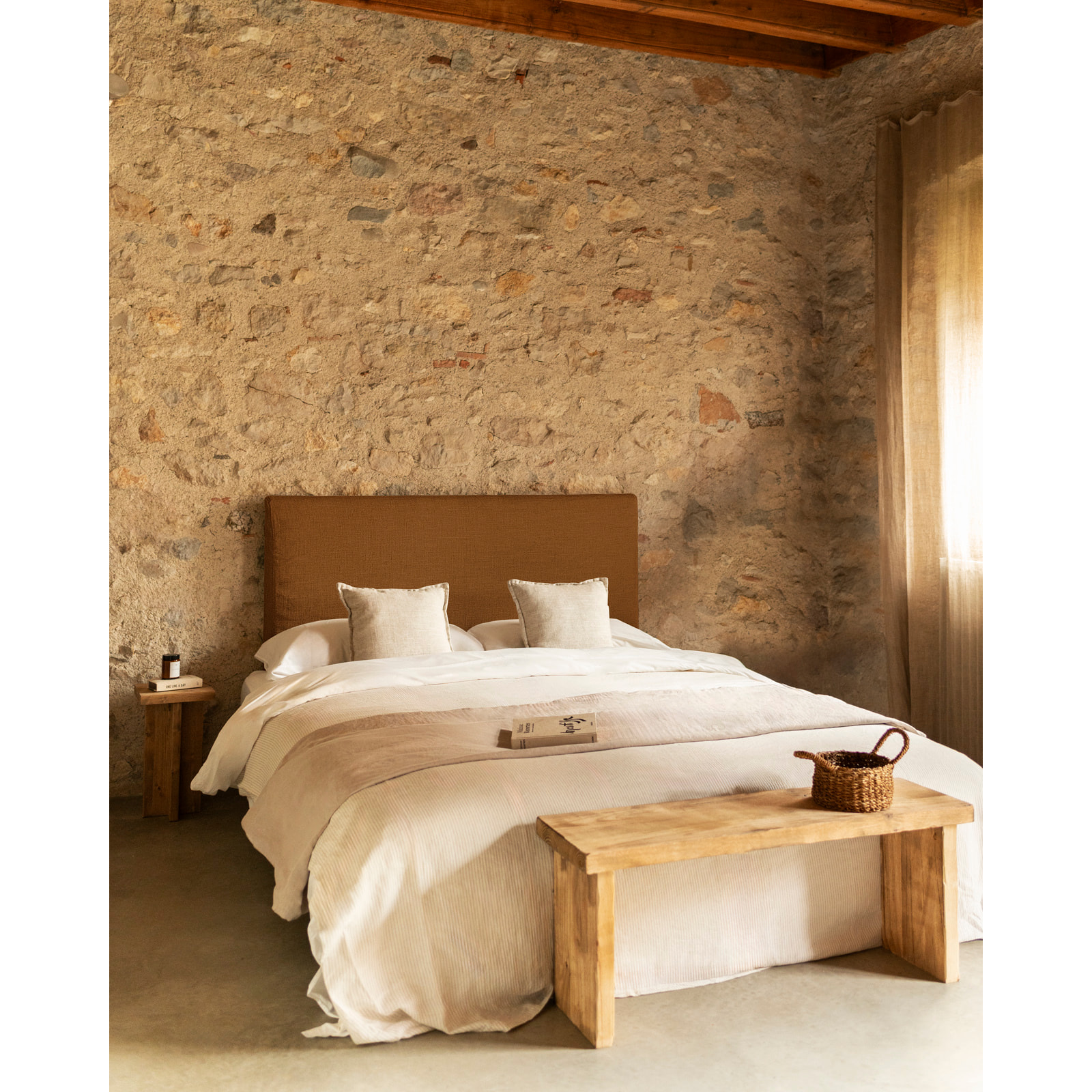 Housse de tête de lit en lin terracotta en différentes tailles