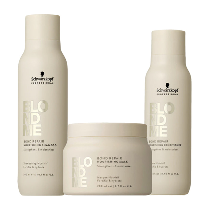 SCHWARZKOPF Kit BlondMe Bond Repair Nourishing Shampoo 300ml + Mask 200ml + Conditioner 250ml