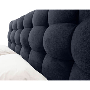 Sohan - lit coffre - 160x200 - en tissu bouclette - sommier inclus - Bleu nuit