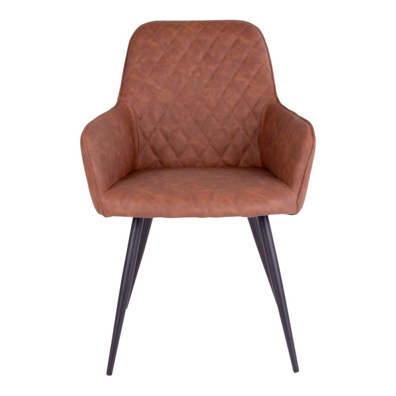 Set 2 sedie da pranzo Harbo in ecopelle marrone vintage con gambe nere