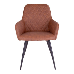 Set 2 sedie da pranzo Harbo in ecopelle marrone vintage con gambe nere