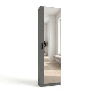 Zapatero alto de 1 puerta con espejo en gris grafito 180x50 cm Roma Gris Grafito