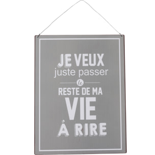 J-Line pancarte Life/Vie Anglais/Francais - métal - gris/blanc