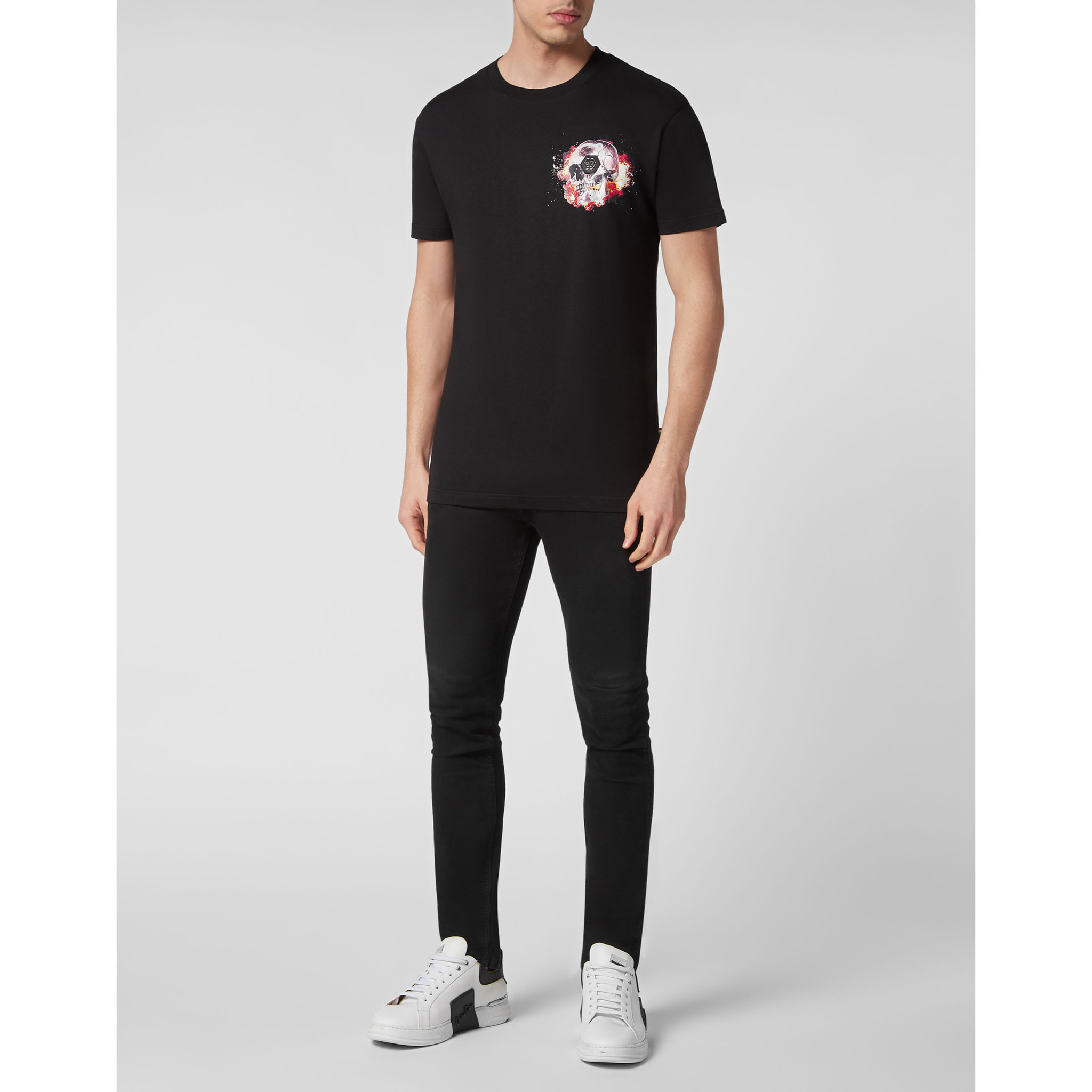 PHILIPP PLEIN T-shirt Round Neck SS Skull on fire