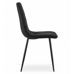 Sedia Turin in velluto nero con gambe in metallo