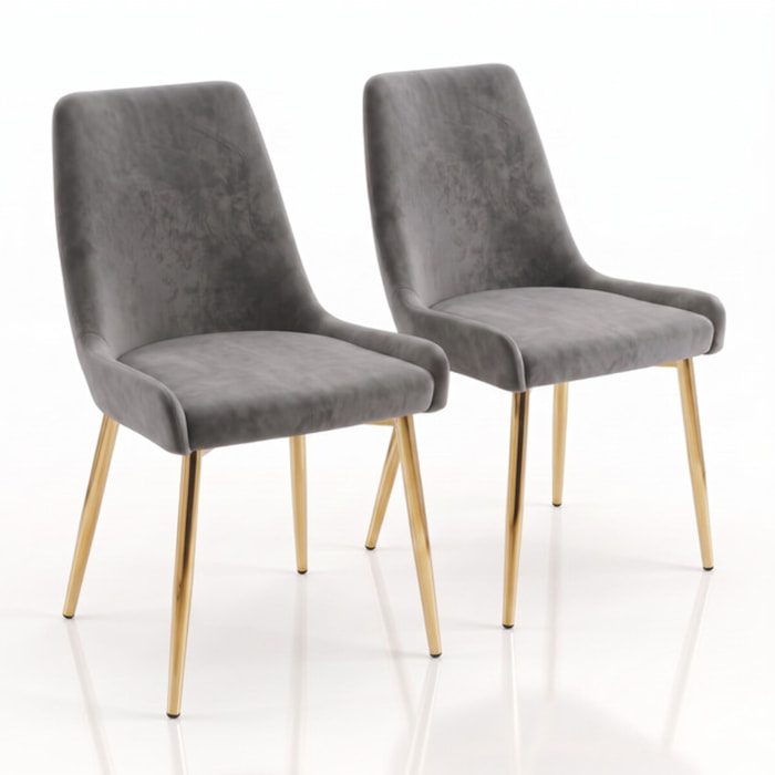 Sedia Imbottita in Effetto Velluto con Gambe Oro, Design Moderno ed Elegante per Sala da Pranzo, Cucina, Soggiorno, Studio e Ufficio