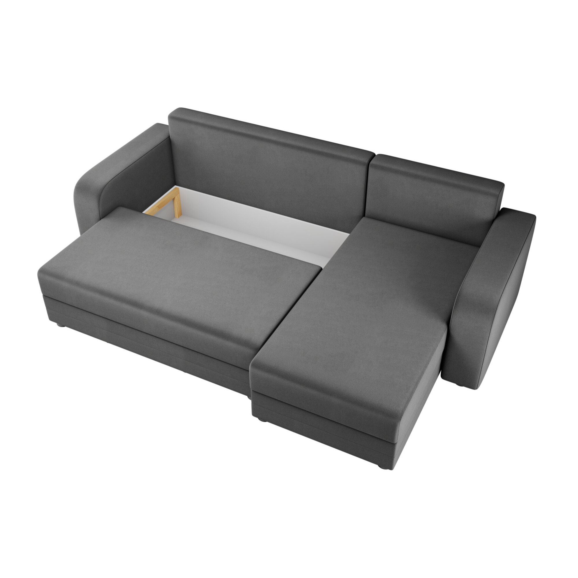 Harvey - Canapé d'angle réversible 4 places convertible avec coffre en velours - Gris