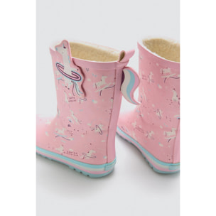 Stivali da pioggia per bambini con interno in pelle di pecora con unicorno 3D
